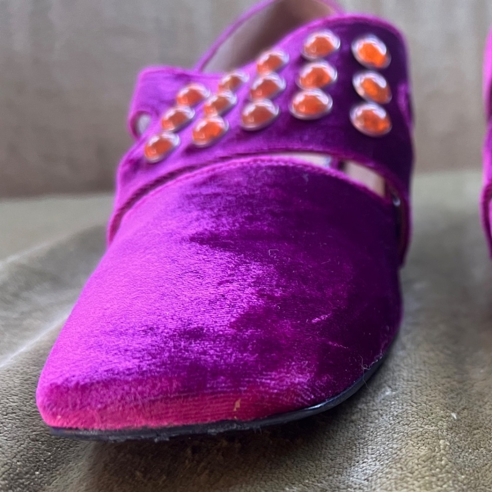 Toga Pulla Velvet Embellished Loafers, Size 41, Purple - Picture 9 of 15